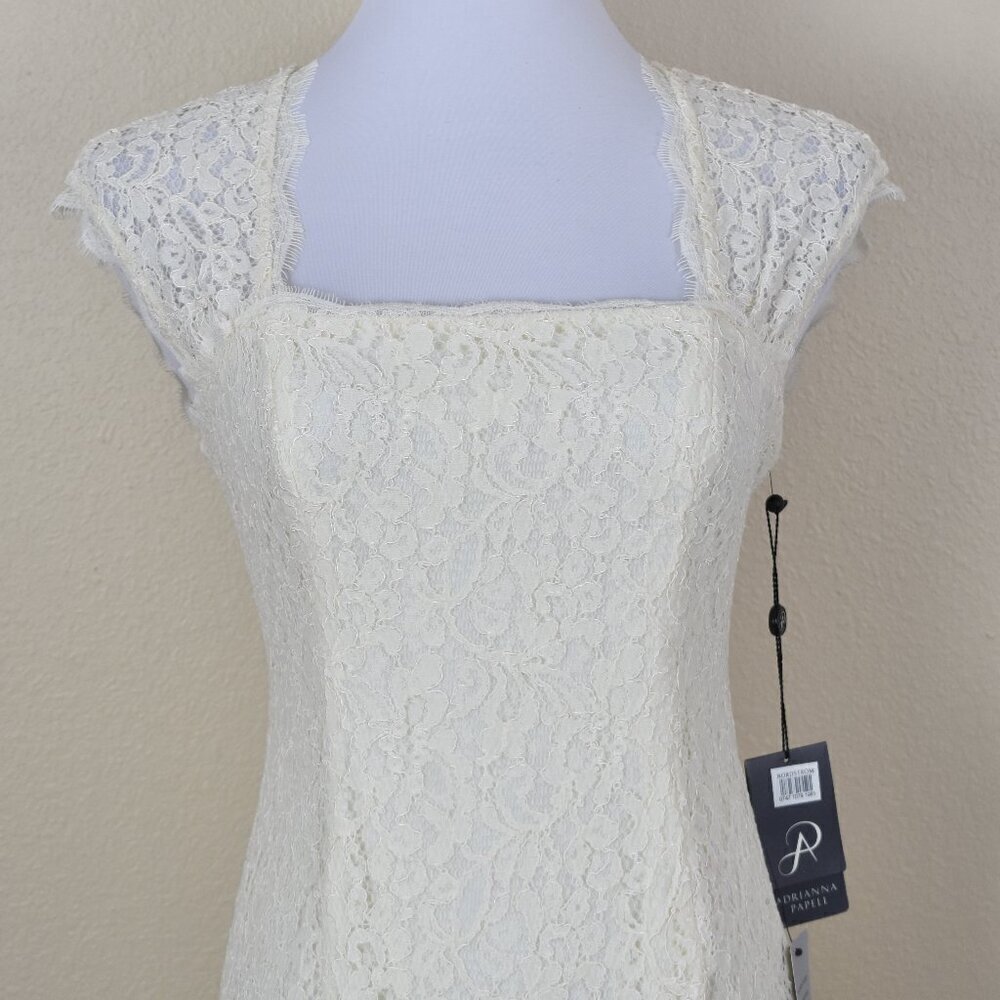 Adrianna Papell Cap Sleeve Lace Sheath Dress NEW 4 - Picture 10 of 13